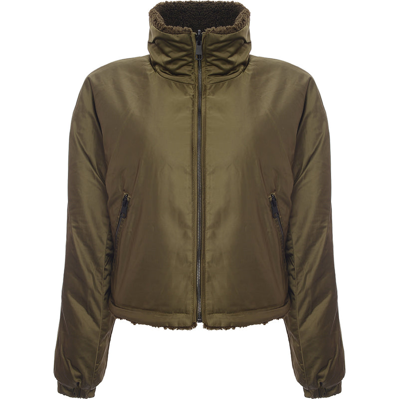 NA-KD Womens Green Reversible Teddy Jacket