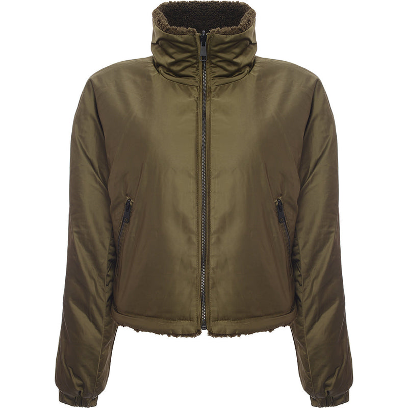 NA-KD Womens Green Reversible Teddy Jacket