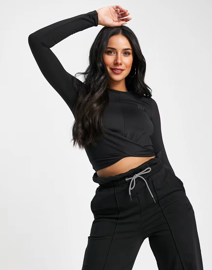 Womens Puma infuse Wrap Top in Black