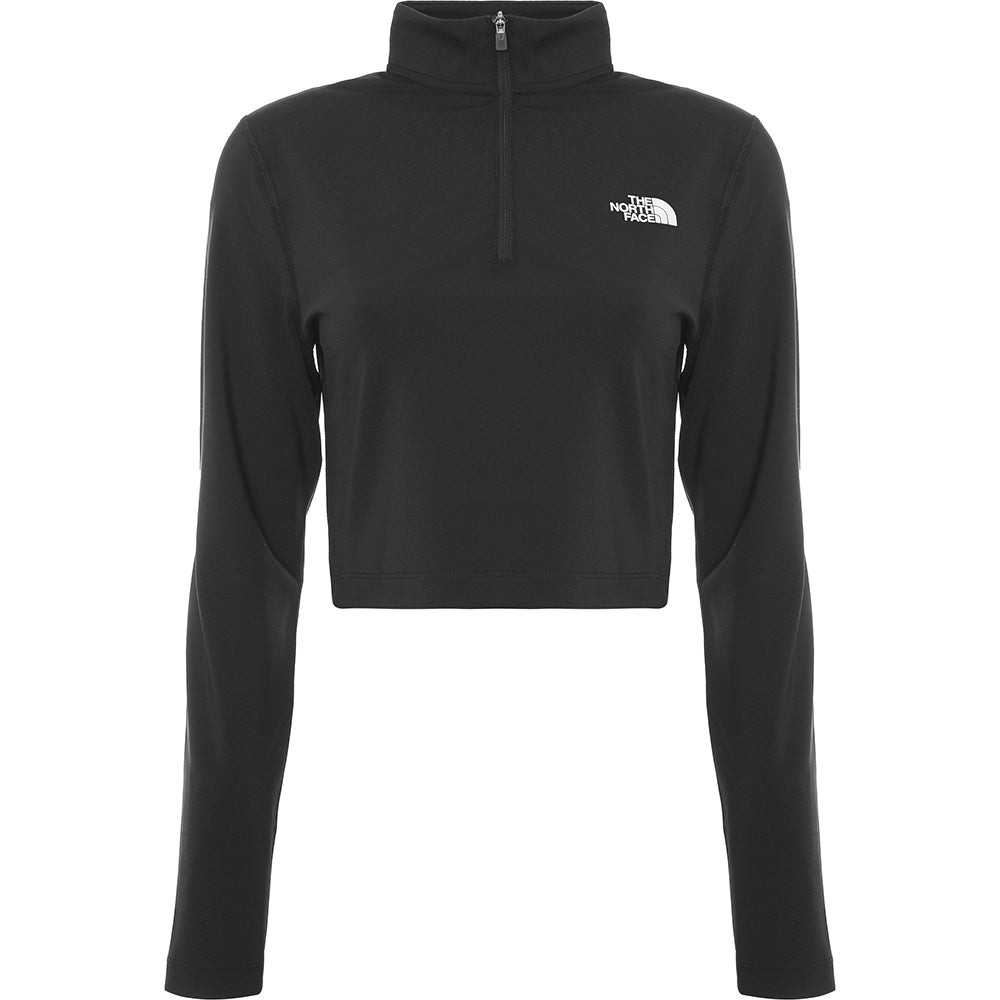 The North Face Women's Black 1/4 Zip Fitted Cropped Long Sleeve Top