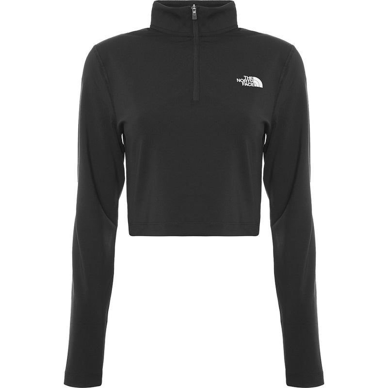 The North Face Women's Black 1/4 Zip Fitted Cropped Long Sleeve Top