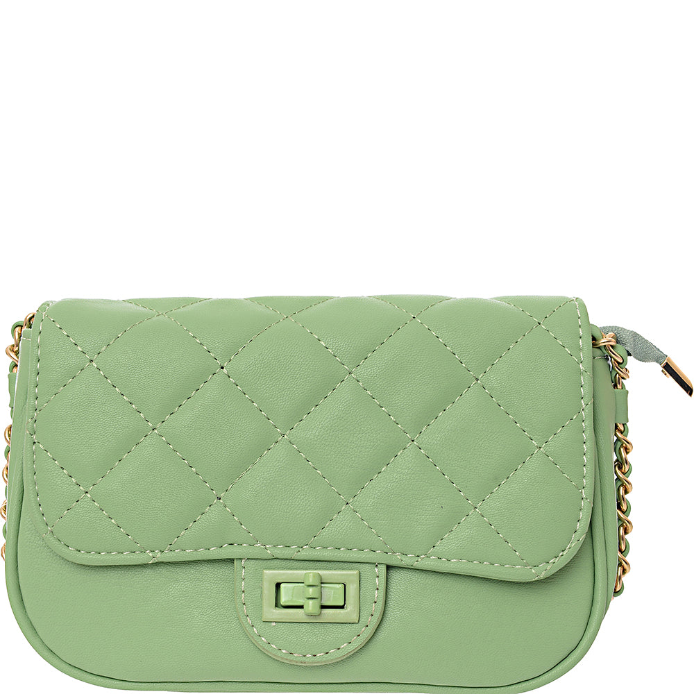 Ego Womens Foldover Quilted Bag in Green in Green