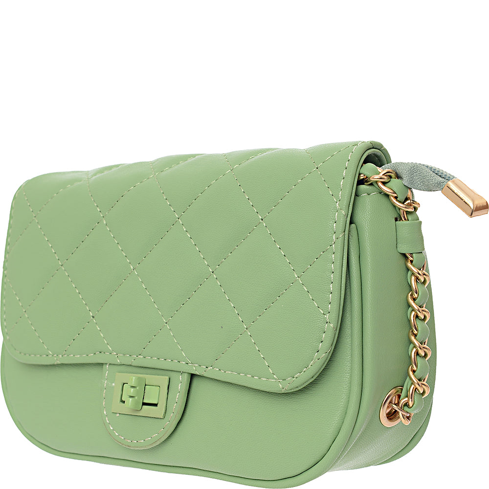 Ego Womens Foldover Quilted Bag in Green in Green