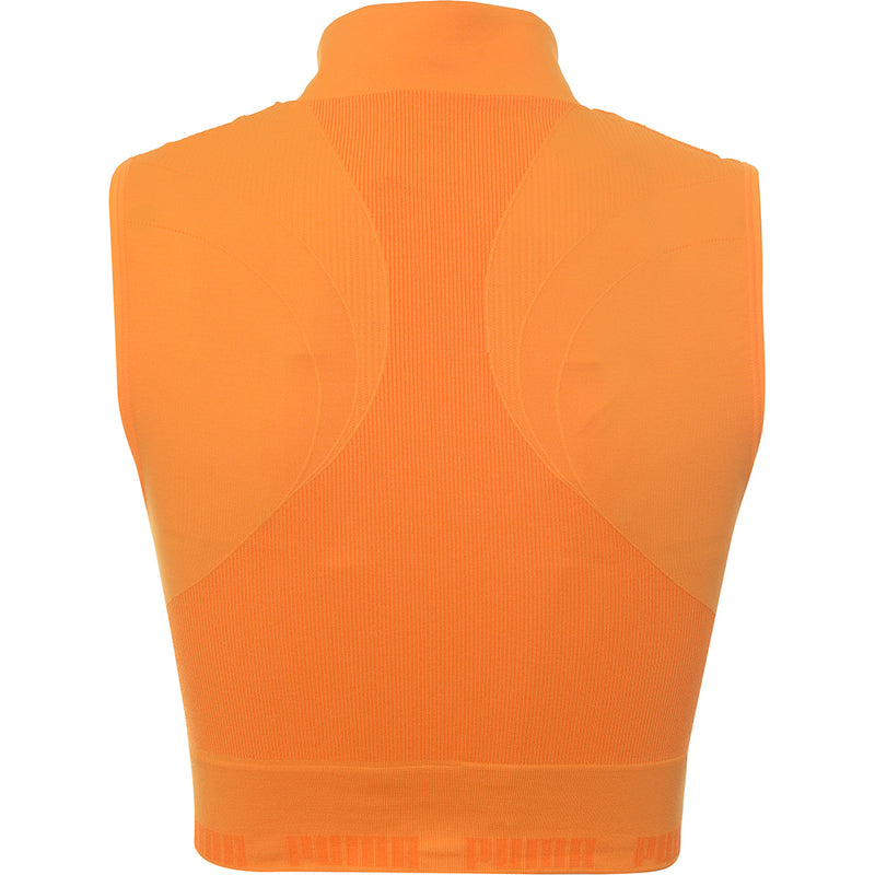 Puma Women's Orange Training Contour Seamless Sleeveless Crop Top