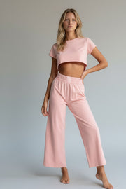 Chelsea Peers Womens Cotton Acid Wash Wide Leg Jogger In Pink