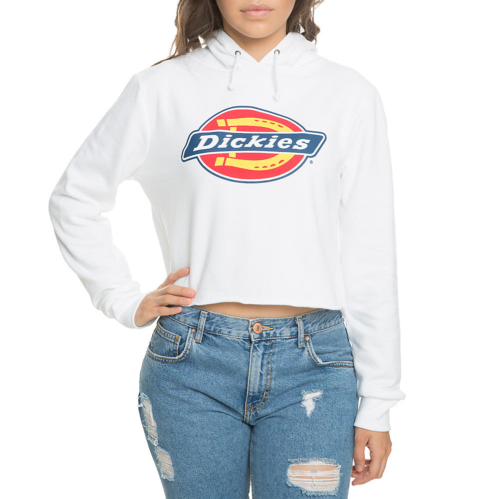 Dickies Womens Icon Logo Cropped Hoodie in White
