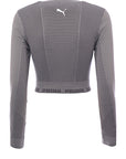 Puma Womens Charcoal Grey Training Evoknit Seamless LS Crop Top