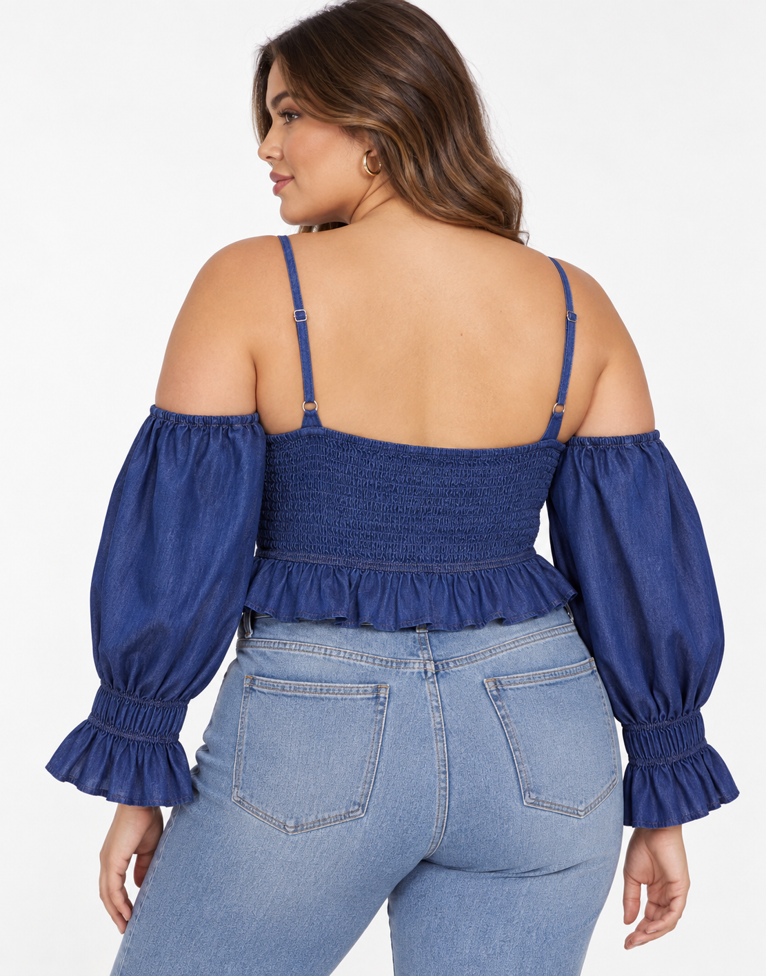 Urban Bliss Womens Plus Sheered Off Shoulder Top In Blue