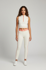 Fila Womens High Neck Panel Half Zip Crop Top In White