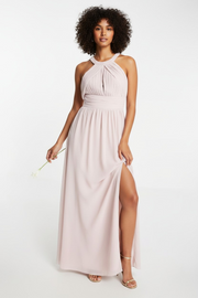 TFNC Womens Bridesmaid Pleated Maxi Dress in Mink