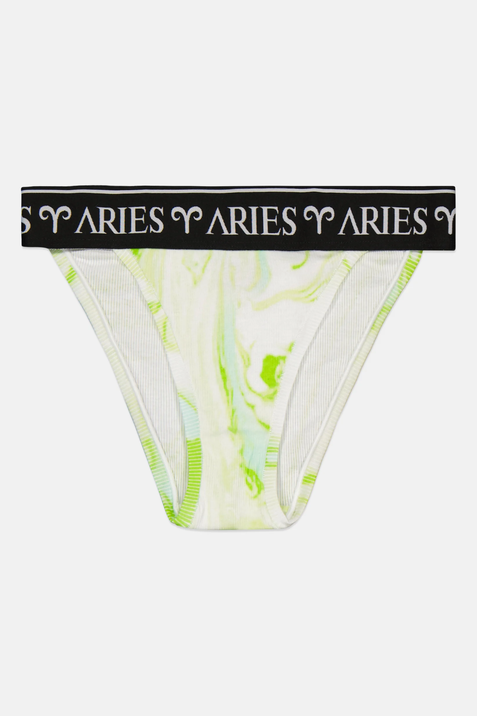 Aries Womens High Cut Briefs With Logo Taping in Green Tie Dye