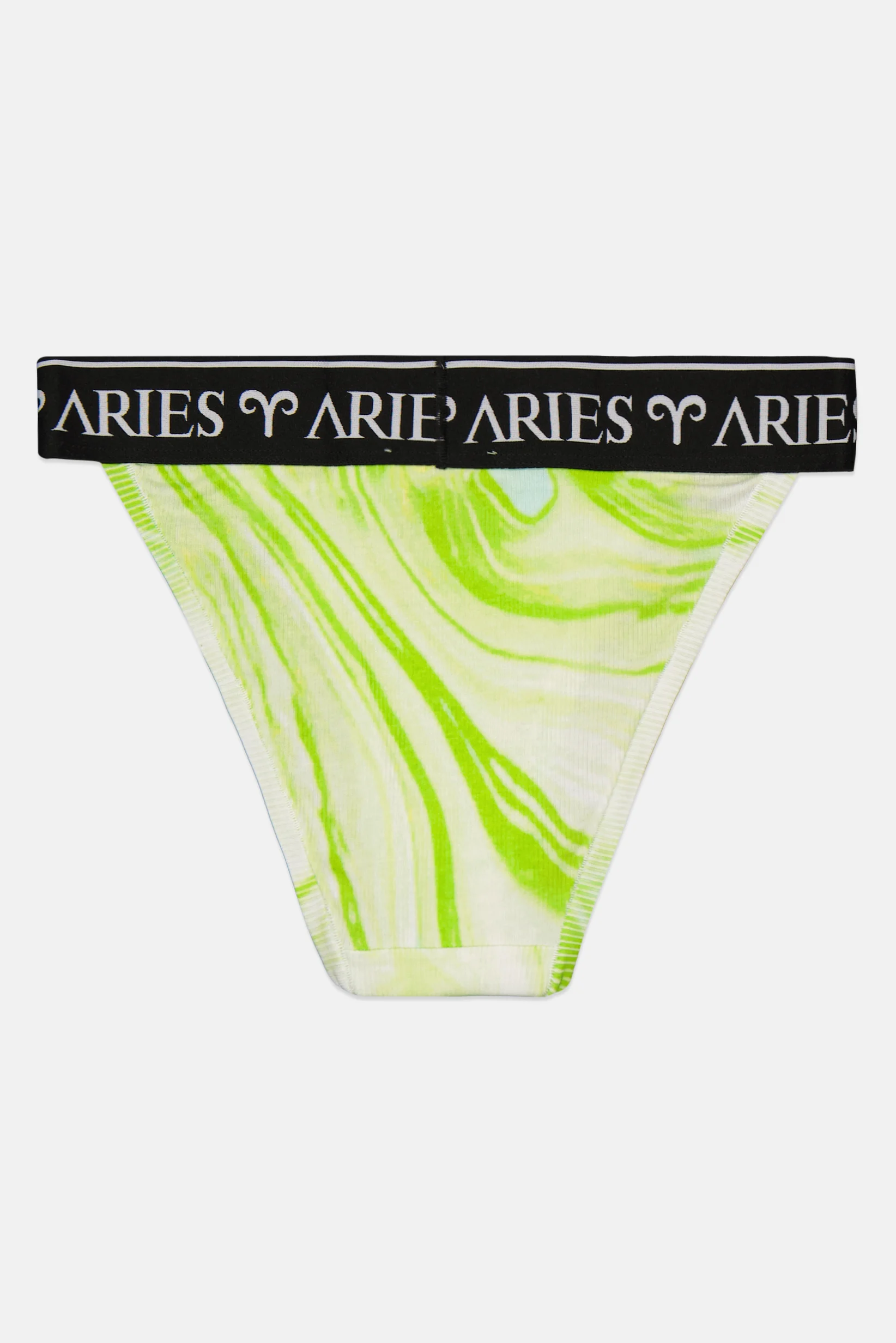 Aries Womens High Cut Briefs With Logo Taping in Green Tie Dye