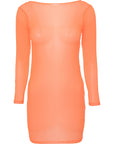 Candypants Women's Orange Mesh Beach Dress With Ruching Detail