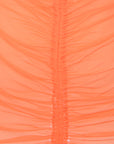 Candypants Women's Orange Mesh Beach Dress With Ruching Detail