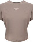 Womens Reebok Ribbed Crop T-Shirt in Grey