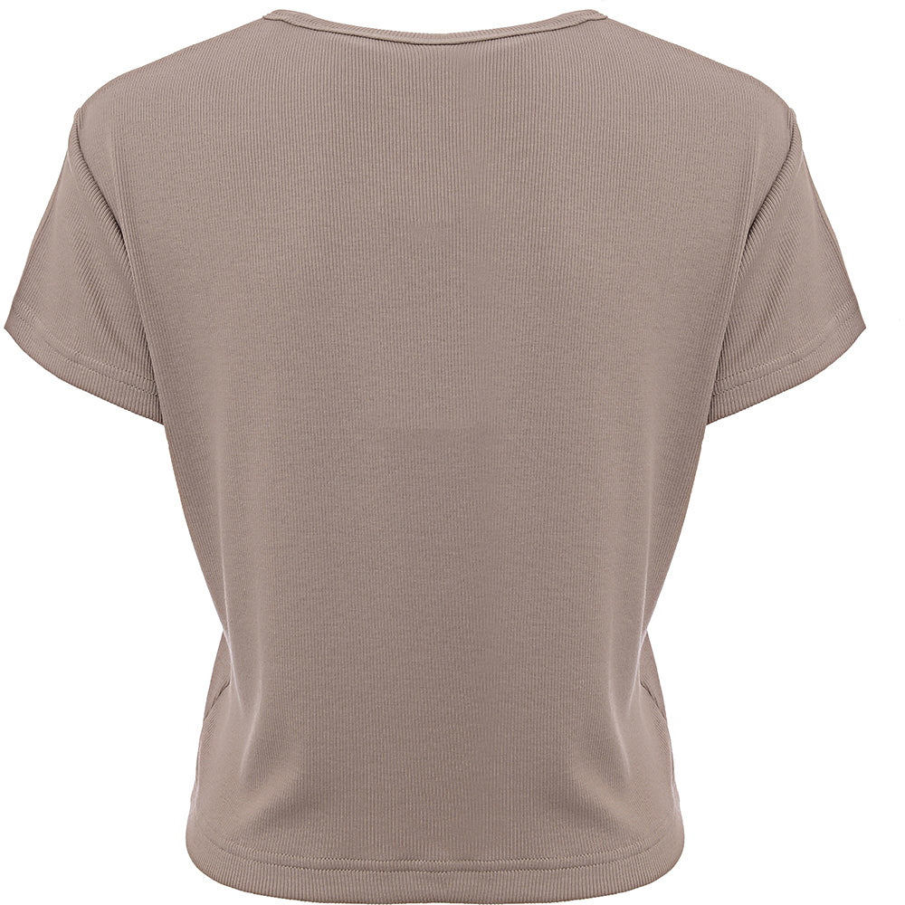 Womens Reebok Ribbed Crop T-Shirt in Grey