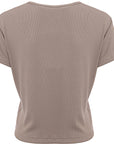 Womens Reebok Ribbed Crop T-Shirt in Grey