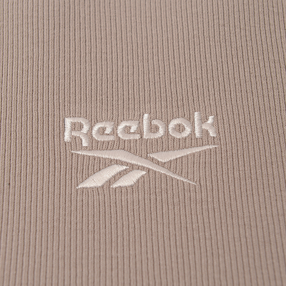 Womens Reebok Ribbed Crop T-Shirt in Grey