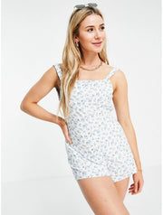 Fashion Union Womens Backless Playsuit in Retro Ditsy