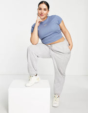 Reebok Womens Plus Classics Ribbed T-Shirt In Blue