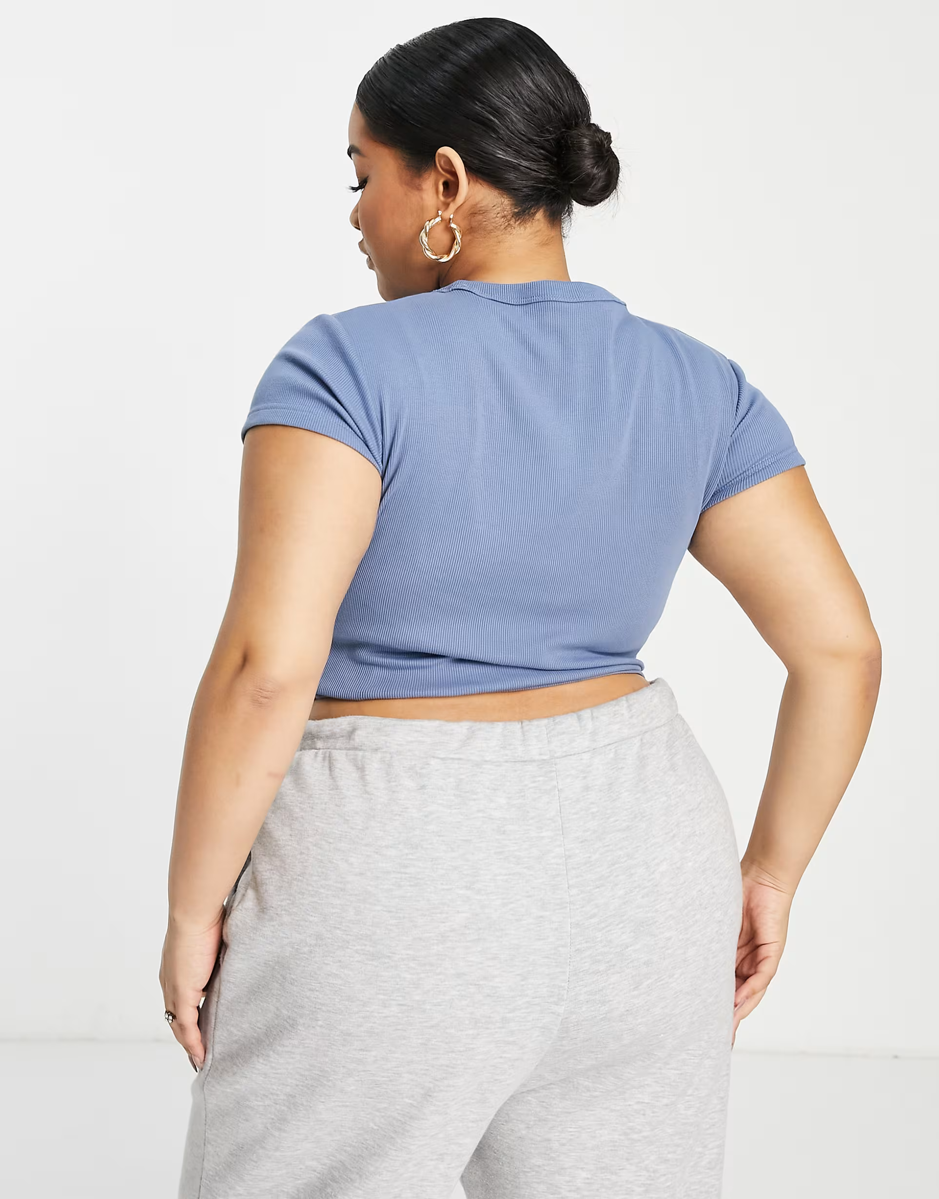 Reebok Womens Plus Classics Ribbed T-Shirt In Blue