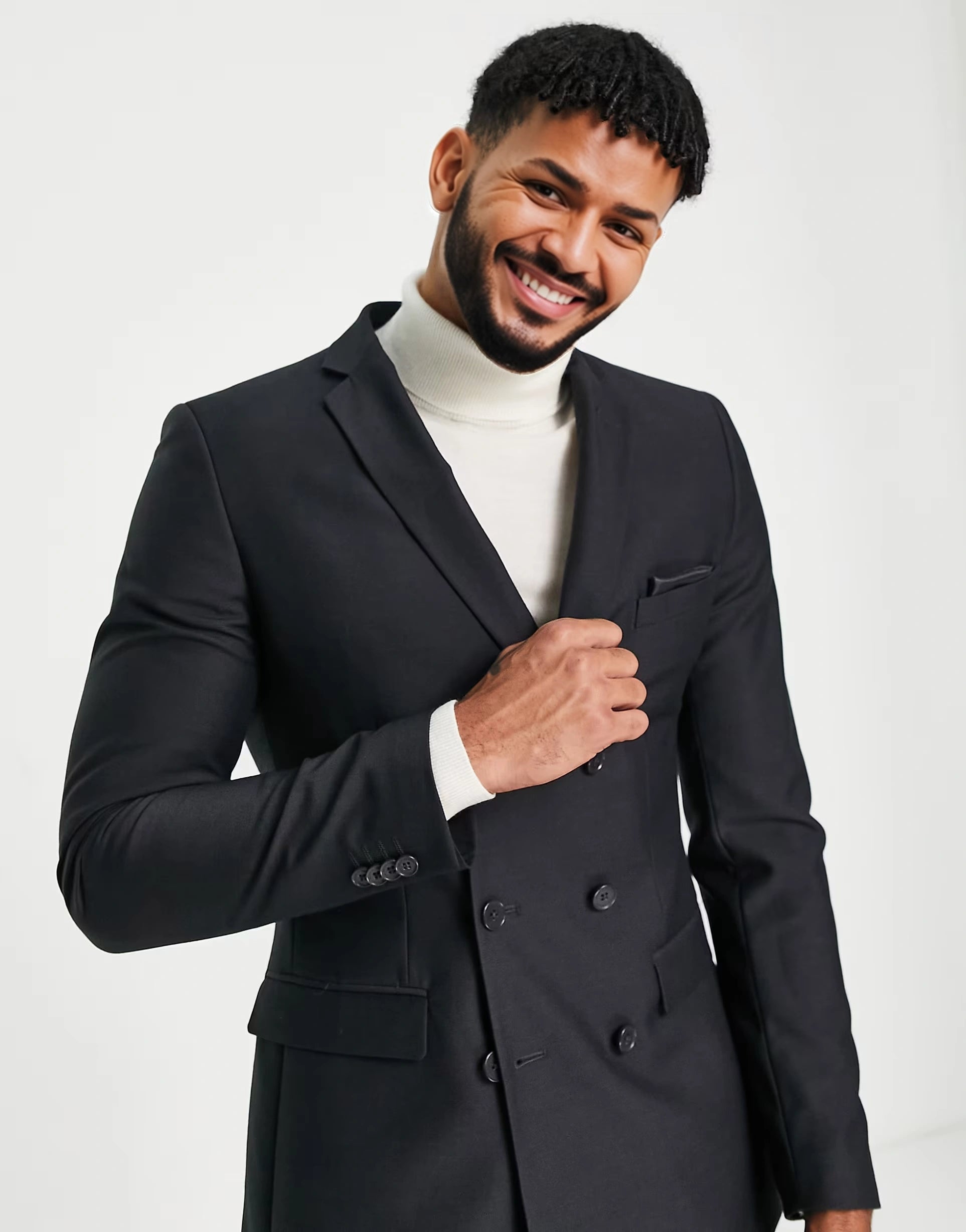 French Connection Mens Skinny Fit Double Breasted Suit Jacket In Grey