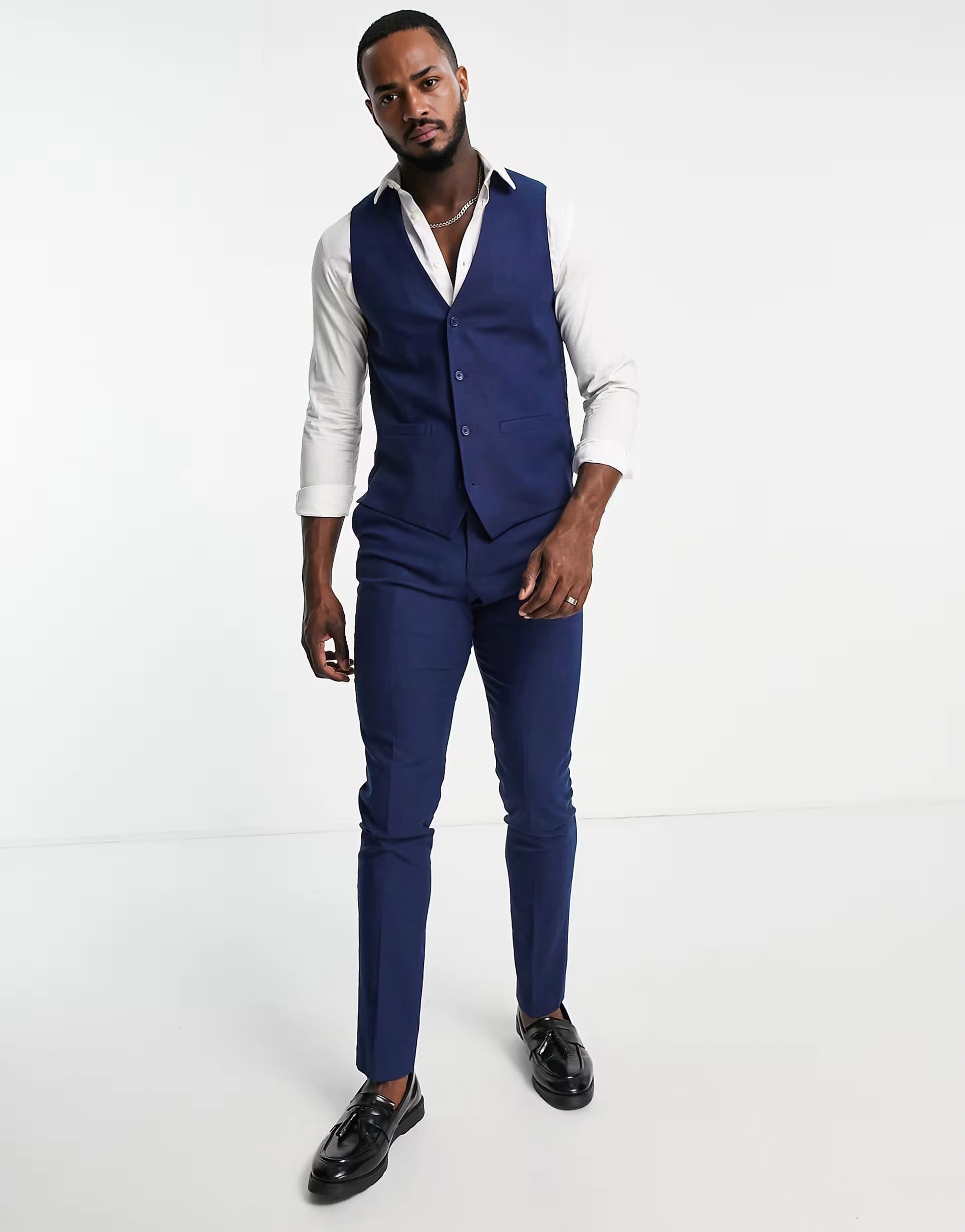 Mens French Connection Tall Linen Slim Fit Waistcoat