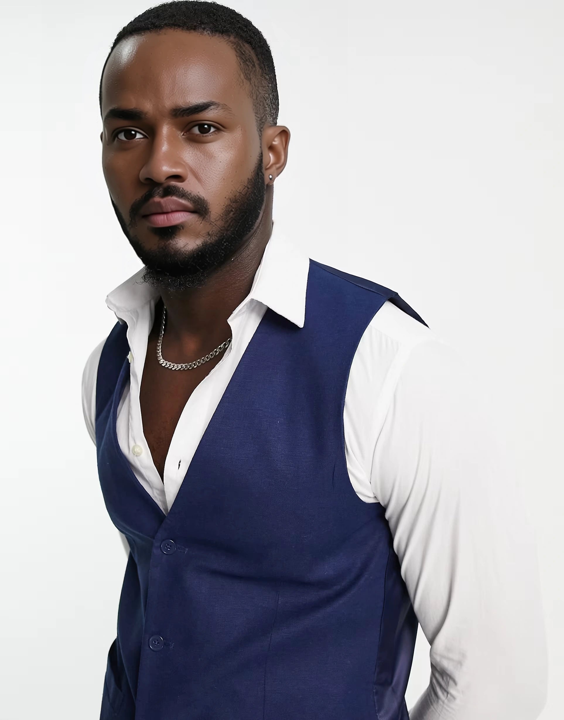 Mens French Connection Tall Linen Slim Fit Waistcoat