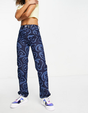 Collusion Womens X000 Unisex 90'S Straight Leg Jeans With Laser Print