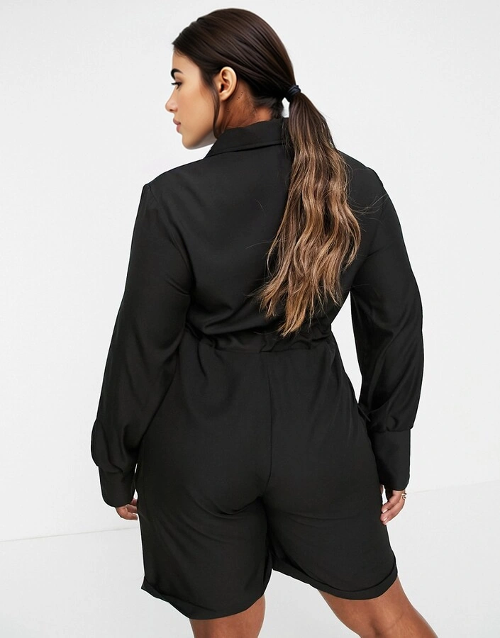 Womens Unique21 Hero Curve Utility Playsuit in Black