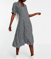 Womens Y.A.S. Tall Frill Detail Midi Tea Dress in Floral