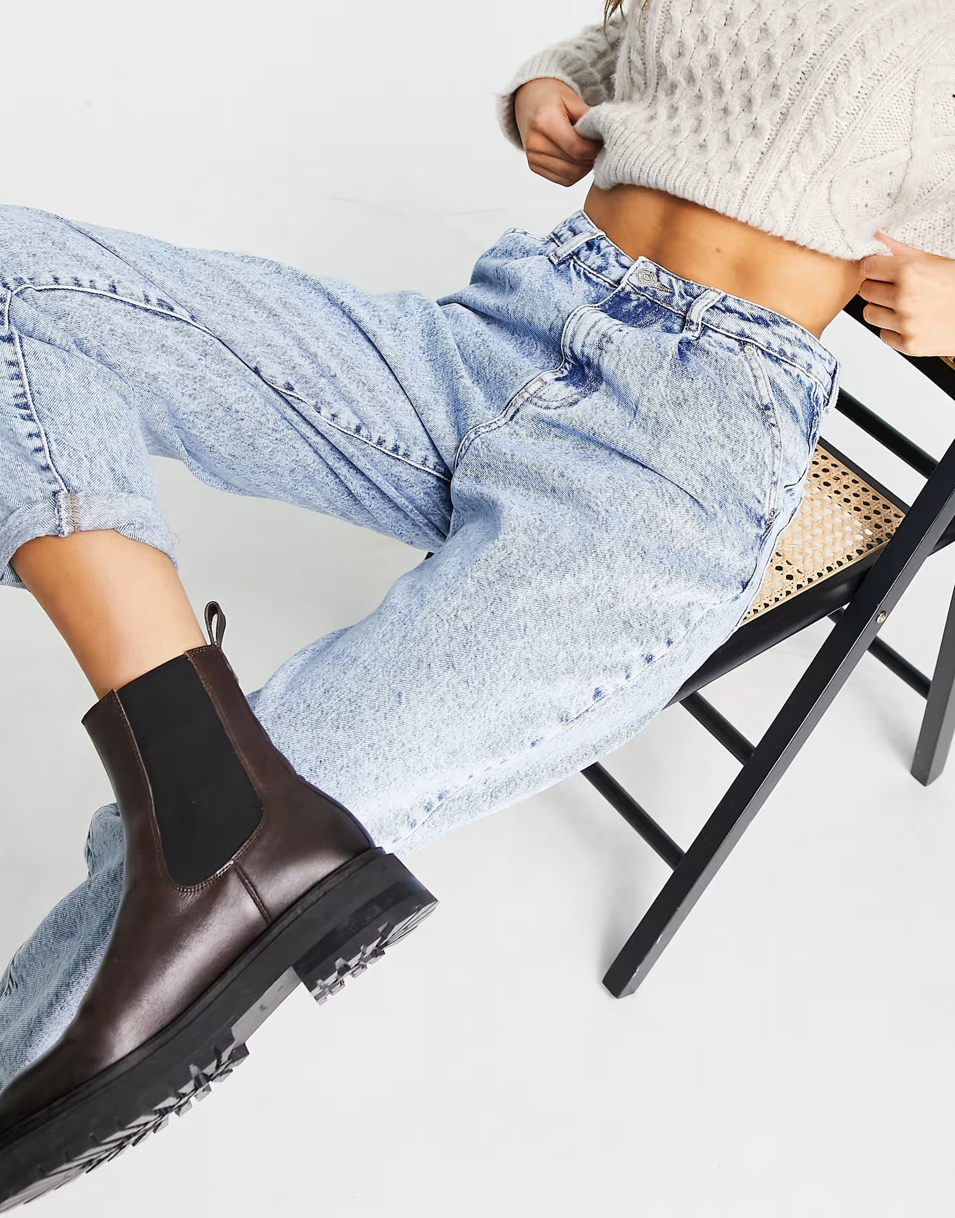 Mango Womens Slouchy Jeans in Light Blue