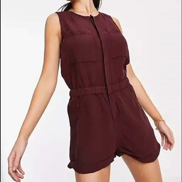 Ripcurl Womens Rip Curl Panoma Beach Playsuit in Maroon In Purple