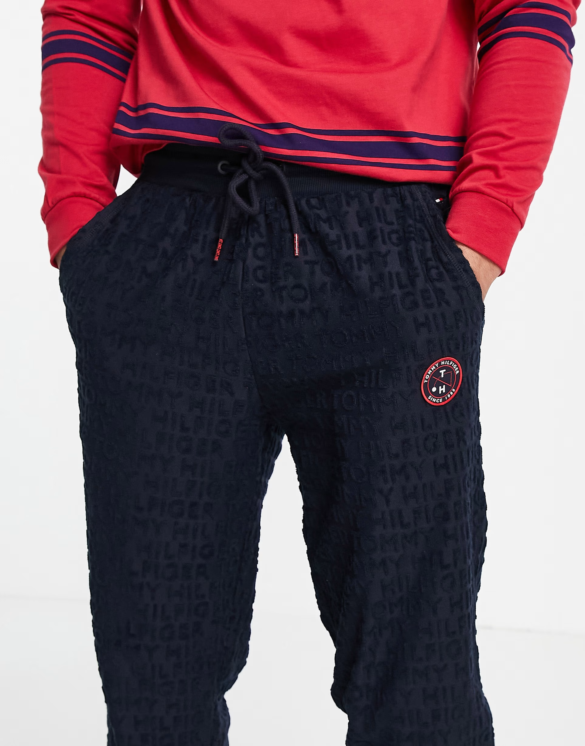 Tommy Hilfiger Lounge Jogger Towelling With Small Tennis Logo in Navy