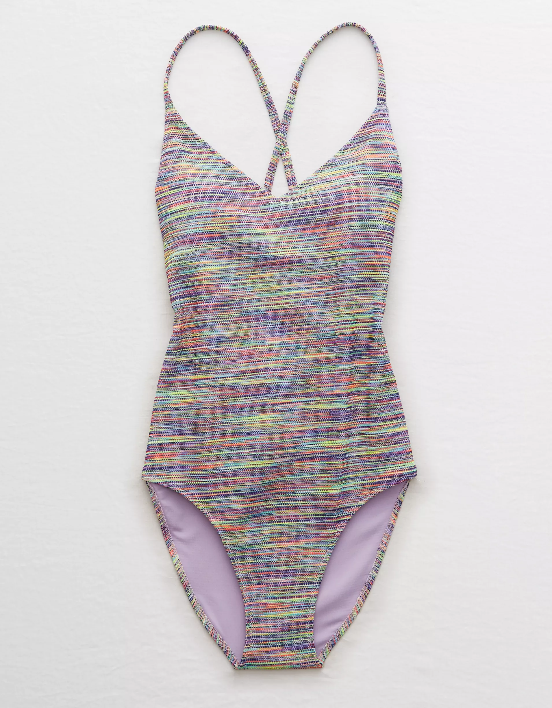 Aerie Womens Strappy Back Detail Swimsuit in Space Dye In Multi