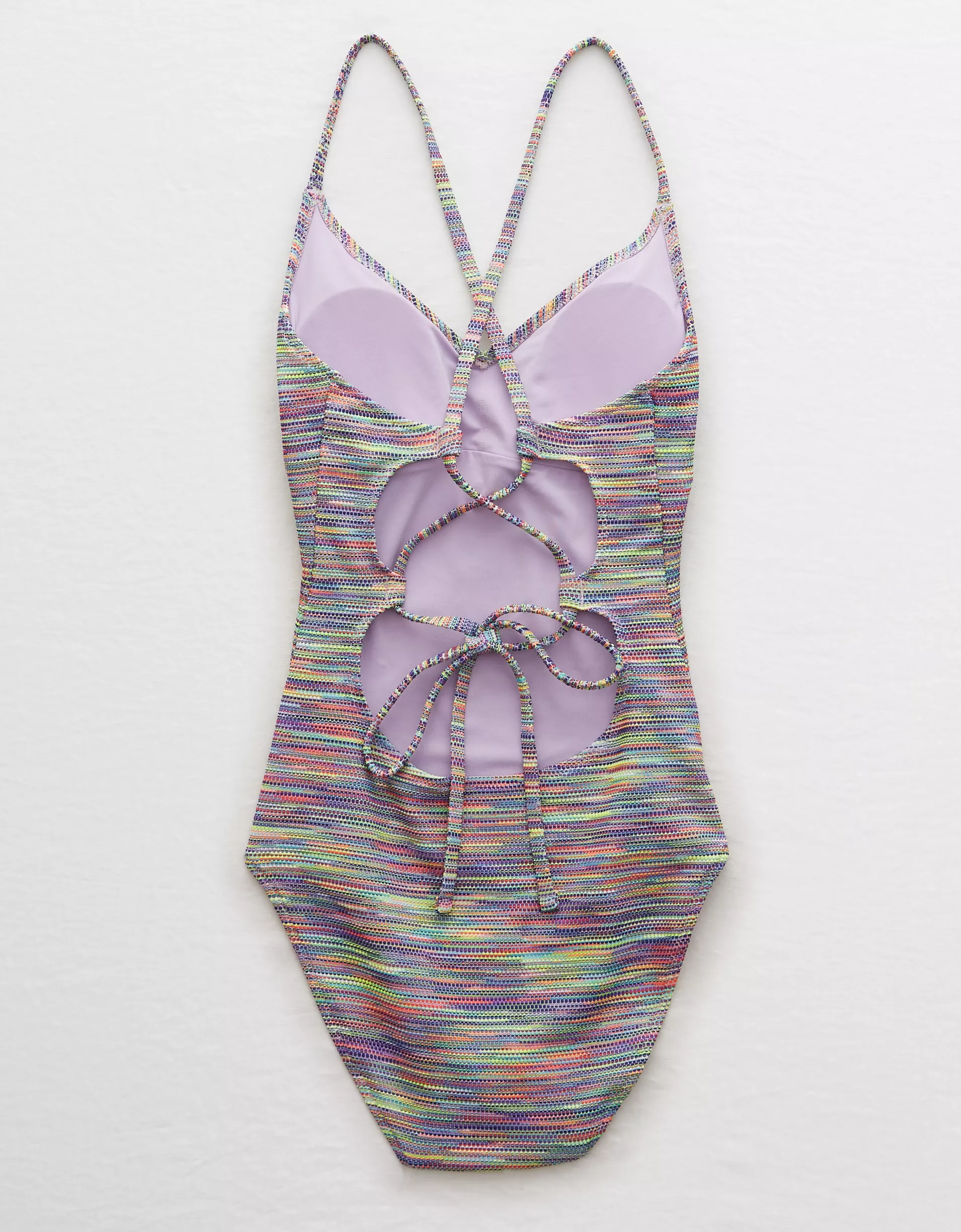 Aerie Womens Strappy Back Detail Swimsuit in Space Dye In Multi