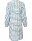 Vila Women's Mono Daisy Check Print Mini Smock Dress With Balloon Sleeves