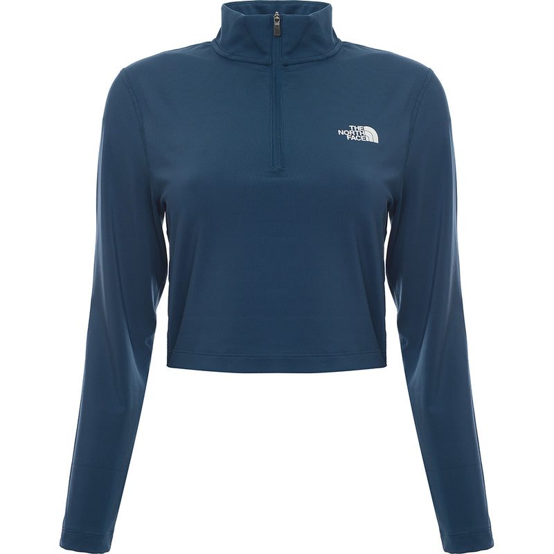 The North Face Women's Navy 1/4 Zip Fitted Cropped Long Sleeve Top