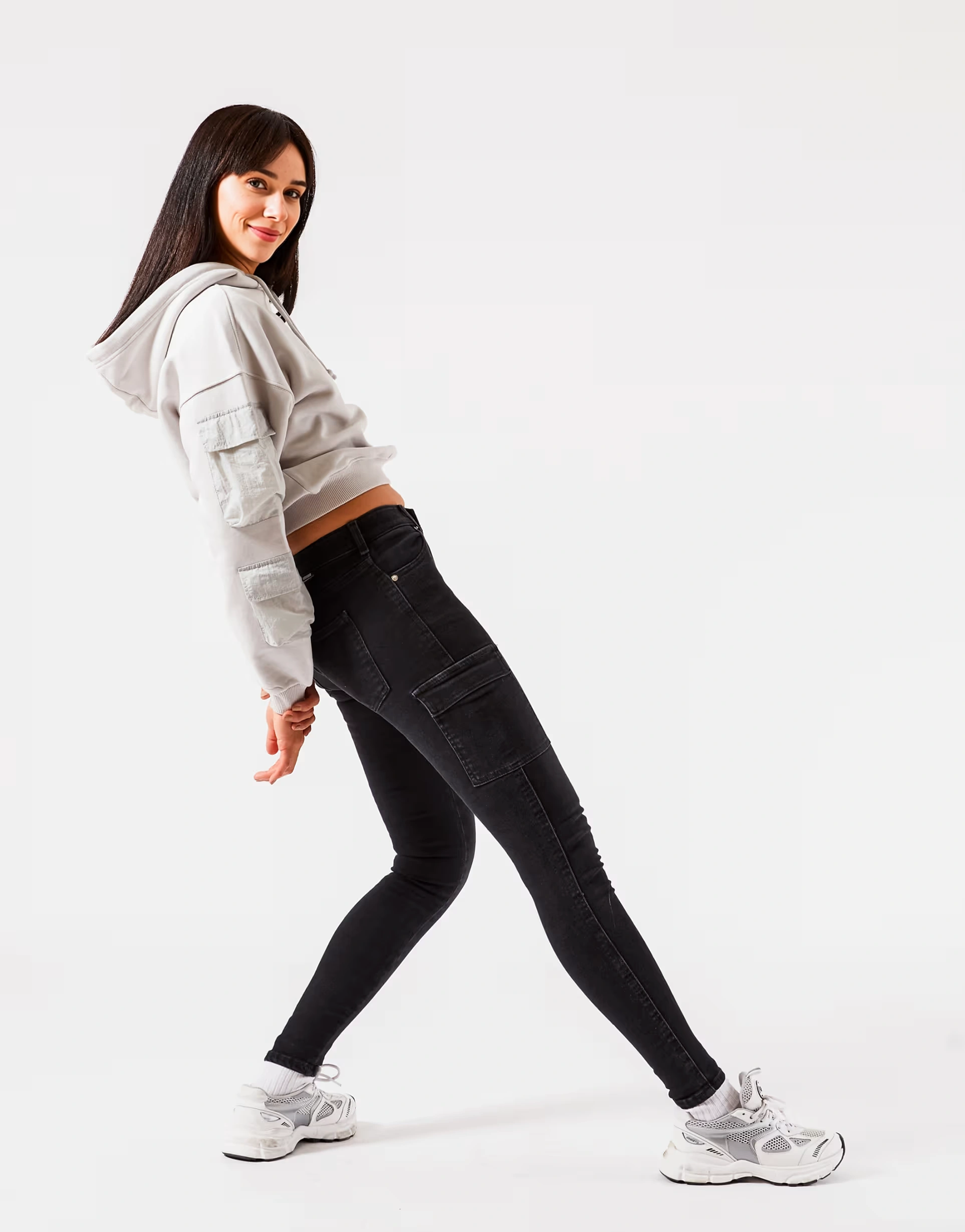 Dr Denim Womens Lexy Cargo Trousers in Black