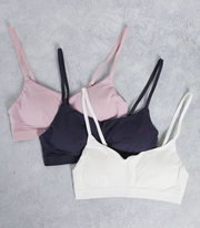Dorina Womens Josie Lightly Padded Cami Strap Bralette 3 Pack in Pink Ivory & Grey