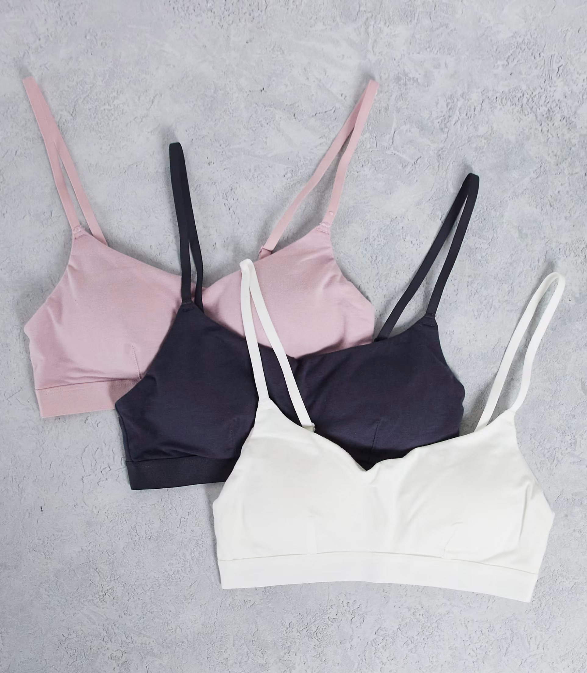 Dorina Womens Josie Lightly Padded Cami Strap Bralette 3 Pack in Pink Ivory & Grey