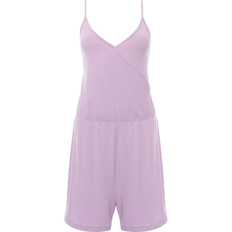 Vero Moda Womens Lilac Ribbed Strappy Playsuit