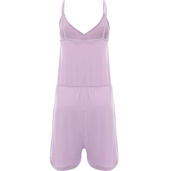 Vero Moda Womens Lilac Ribbed Strappy Playsuit
