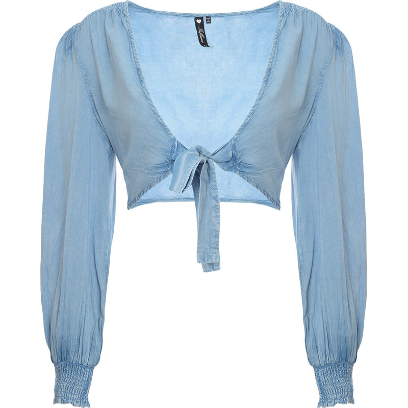 Influence Women's Sky Blue Co-Ord Tie Front Beach Top