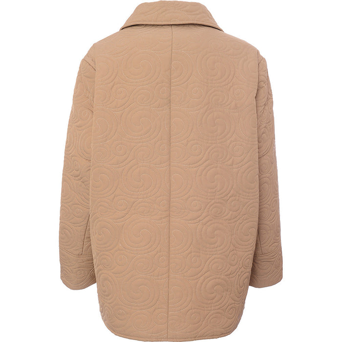 Fashion Union Plus Womens Beige Double Breasted Short Quilted Jacket