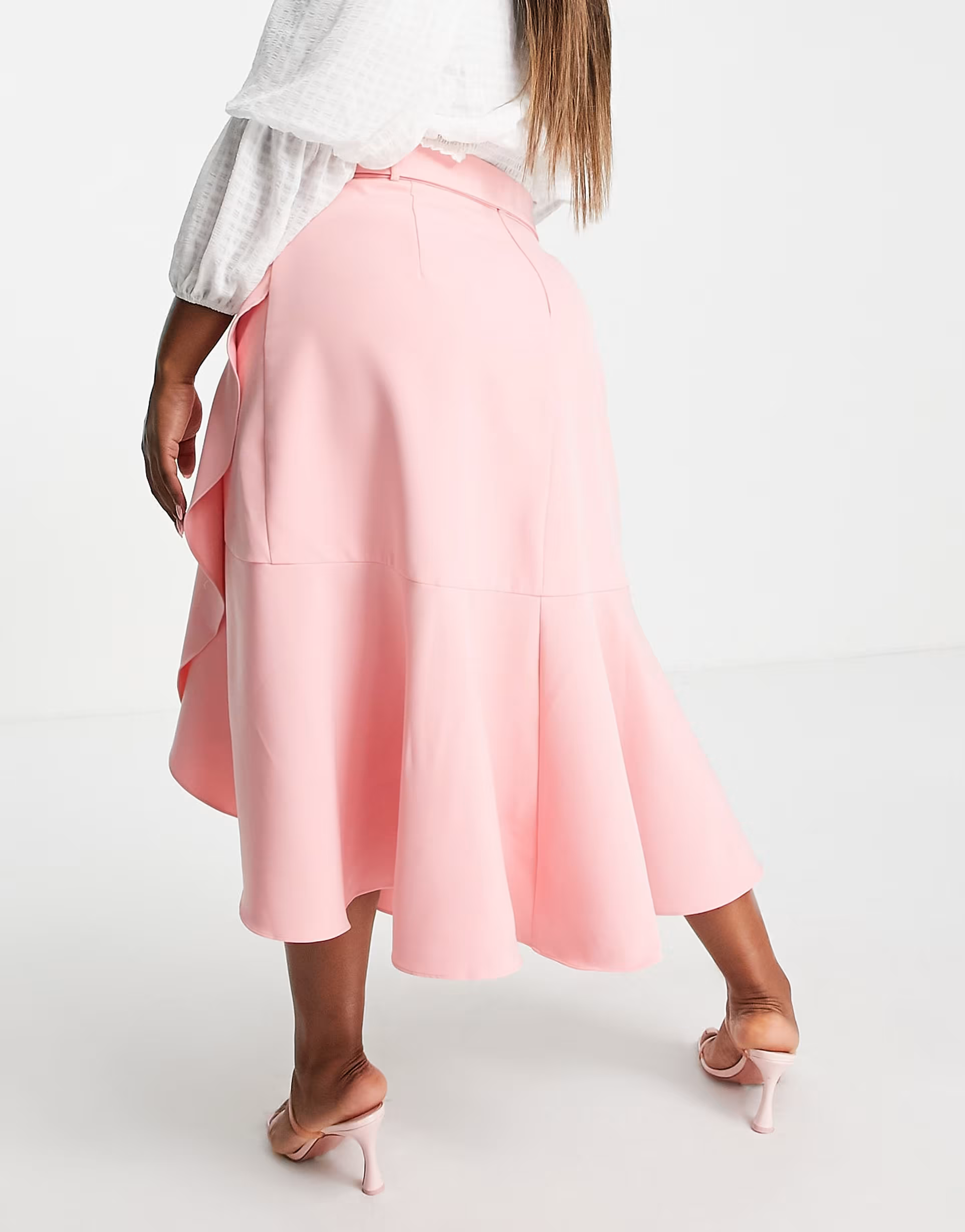 Forever New Womens Curve Tiered Midaxi Skirt Co-Ord in Sun Blush