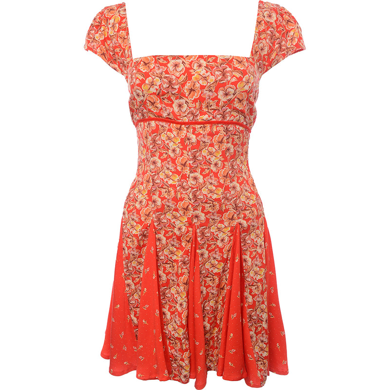 Free People Womens Ponderosa Mini Dress With Flippy Skirt In Strawberry Floral