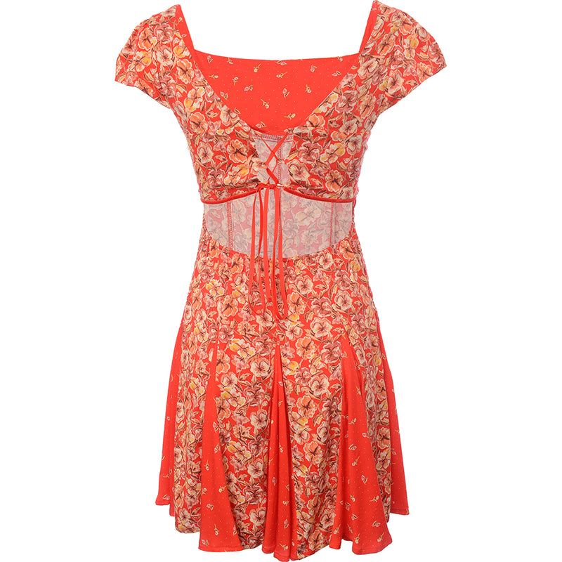 Free People Womens Ponderosa Mini Dress With Flippy Skirt In Strawberry Floral