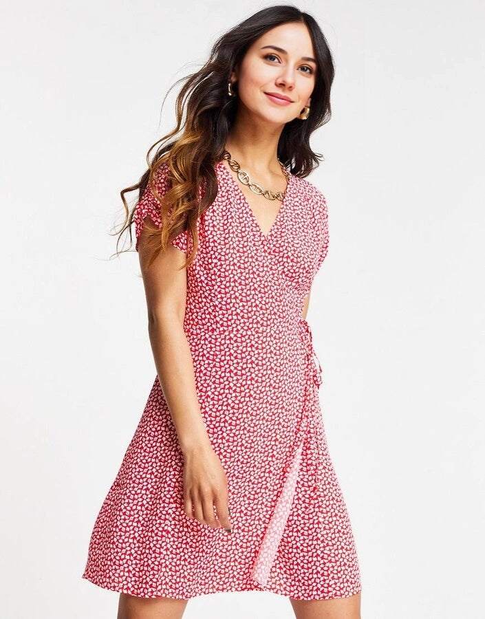 & Other Stories Womens Wrap Mini Dress in Red Floral