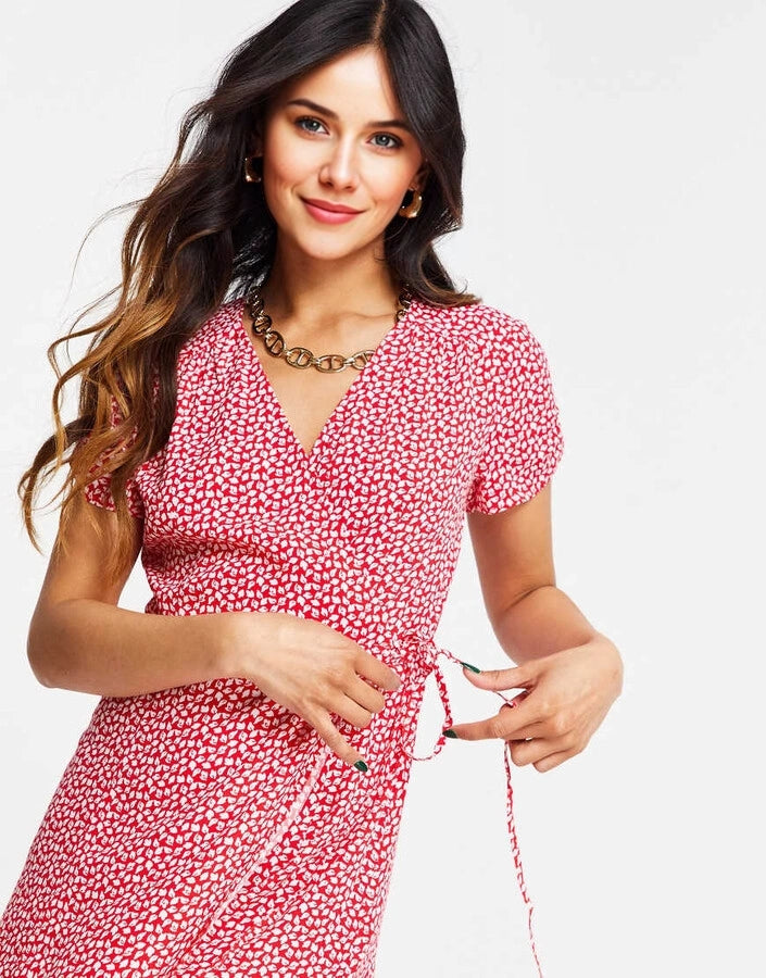 & Other Stories Womens Wrap Mini Dress in Red Floral